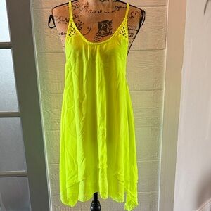 Neon Yellow Mesh cover up Dress. Size M